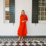 Liza Jacket Dupioni - Fiery Red