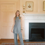 Sleeveless Metallic Tunic Top - Silver