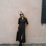 The JA Shirt Dress Dupioni - Noir