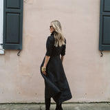 The JA Shirt Dress Dupioni - Noir