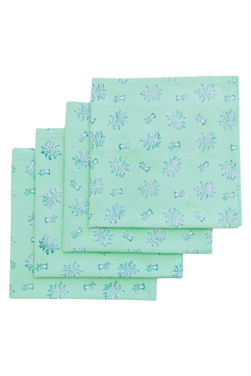 Snow Pea Bluebell Placemats - Set of 4 with Dinner Napkins