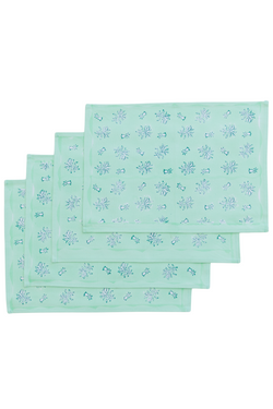 Snow Pea Bluebell Placemats - Set of 4 with Dinner Napkins