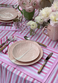 JA Basics - Pink Stripes Placemats - Set of 4 with Dinner Napkins