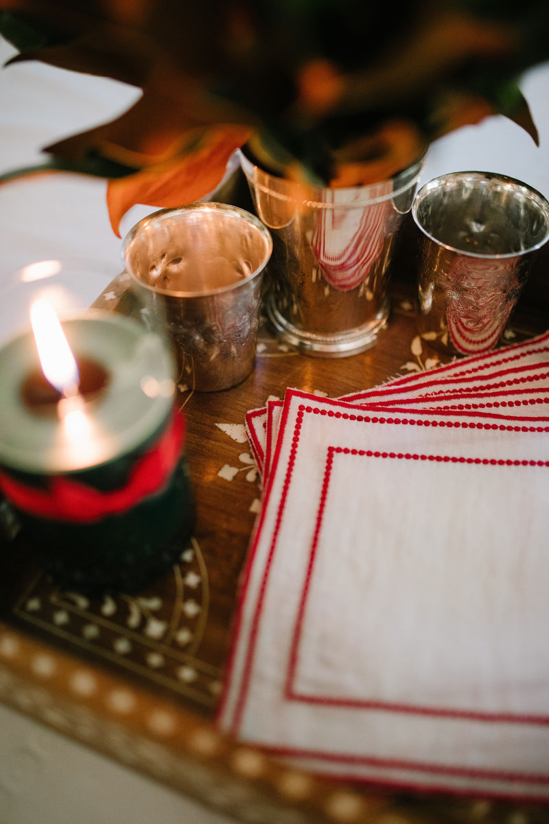 Embroidered Yuletide Petite Dot Cocktail Napkins