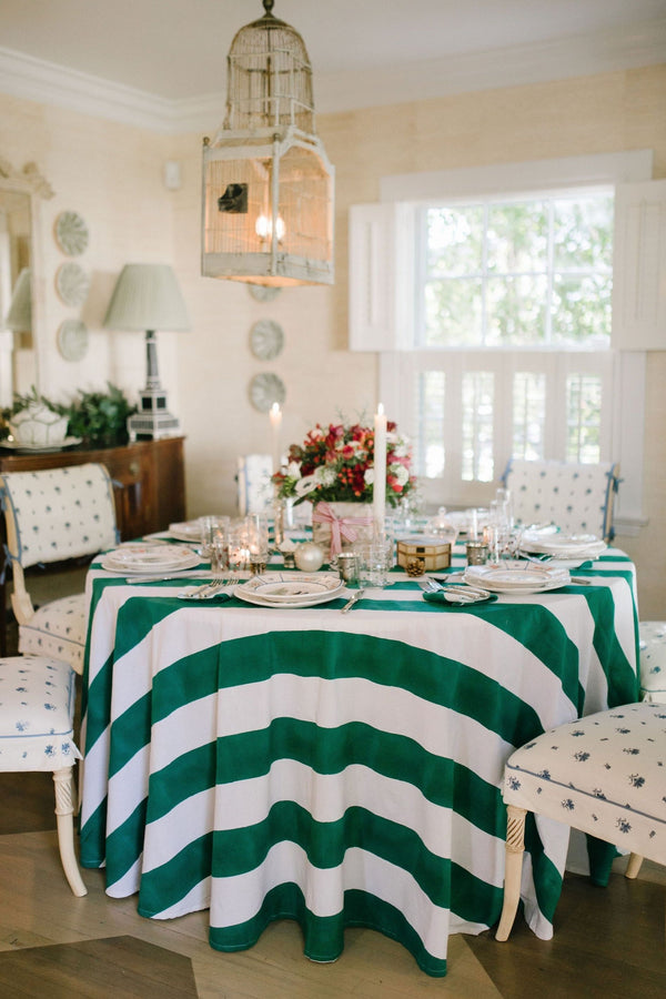 Fir Tree Cabana Stripe Tablecloth