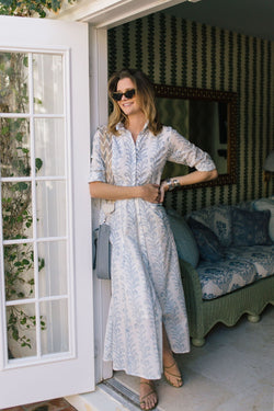The Julia Amory Shirt Dress - Blue Vines