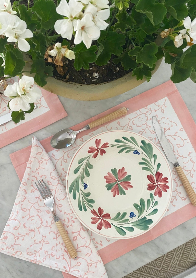 Spring Pink Placemats - Set of 4 with Dinner Napkins