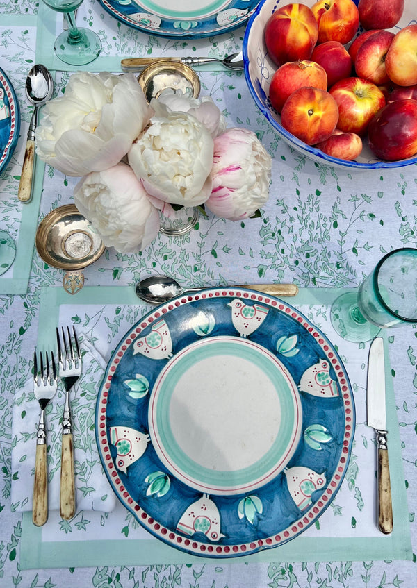 Honeysuckle Seafoam Placemats - Set of 4 with Dinner Napkins
