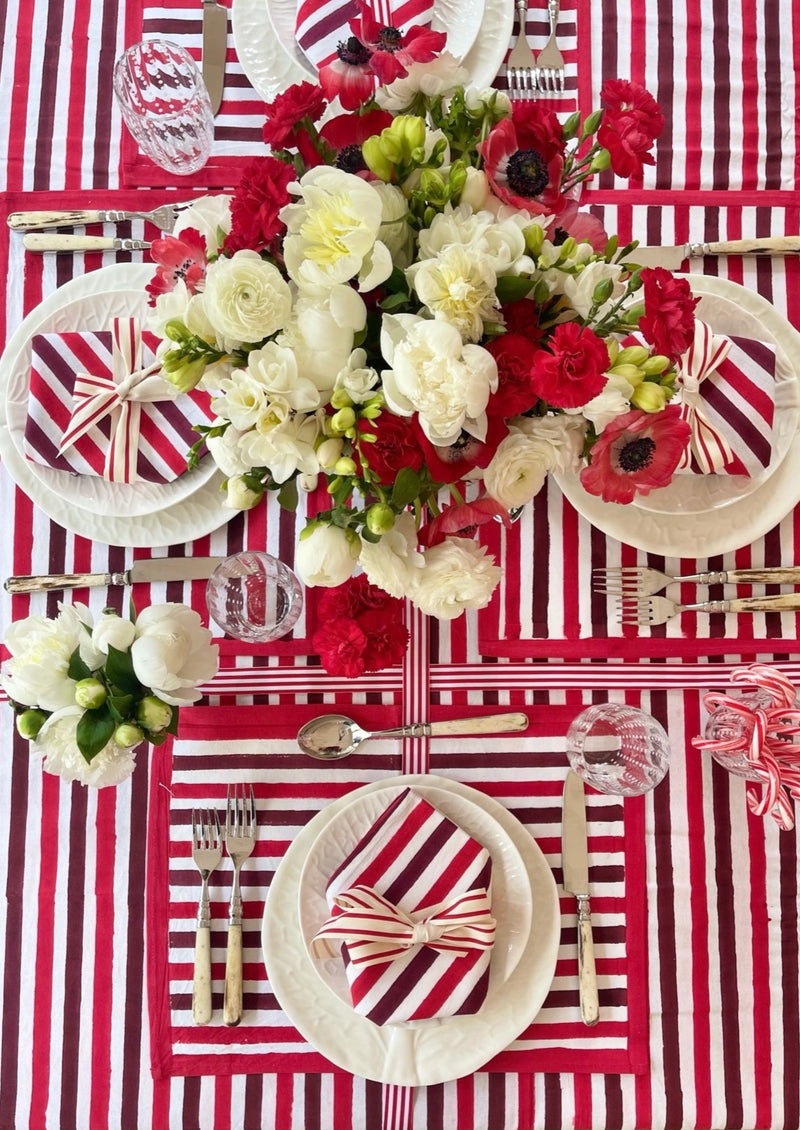 JA Basics - Red Stripes Tablecloth